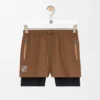 Pantalones cortos de alto rendimiento en tejido técnico color toffee Pantalones cortos de alto rendimiento en tejido técnico color toffee