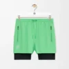 Pantalones cortos de alto rendimiento en tejido técnico verde Pantalones cortos de alto rendimiento en tejido técnico verde