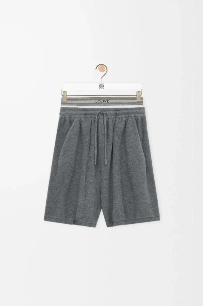 Pantalones cortos de mezcla de lana Gris jaspeado/Blanco Pantalones cortos de mezcla de lana Gris jaspeado/Blanco