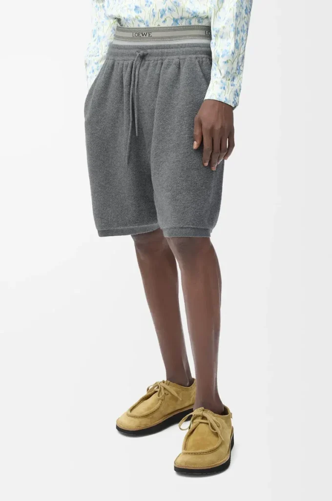 Pantalones cortos de mezcla de lana Gris jaspeado/Blanco Pantalones cortos de mezcla de lana Gris jaspeado/Blanco