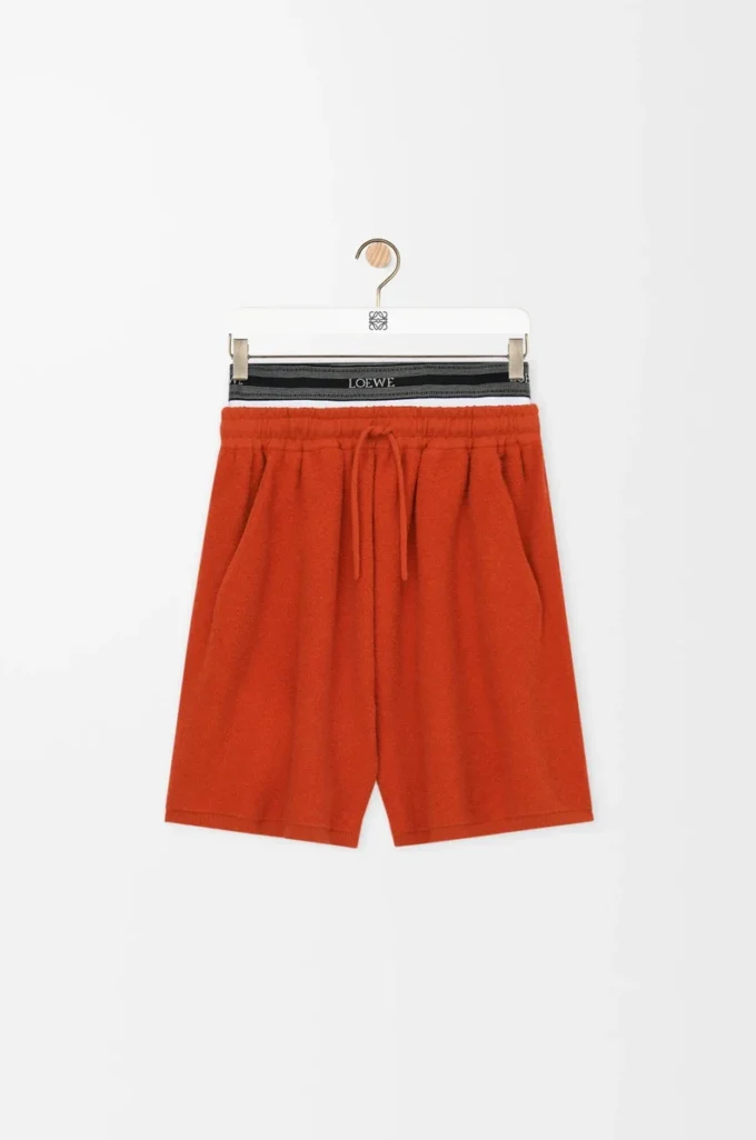 Pantalones cortos de mezcla de lana Naranja/Blanco Pantalones cortos de mezcla de lana Naranja/Blanco