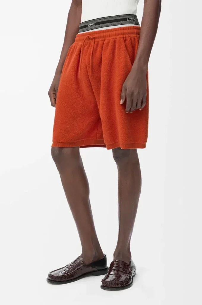 Pantalones cortos de mezcla de lana Naranja/Blanco Pantalones cortos de mezcla de lana Naranja/Blanco