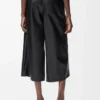 Pantalones cropped de piel de cordero napa. Negro Pantalones cropped de piel de cordero napa. Negro