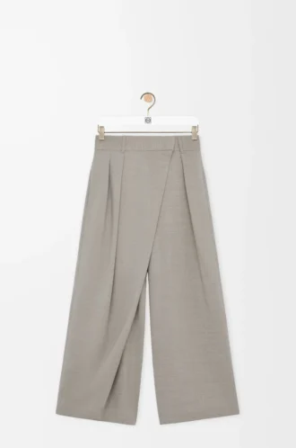 Pantalones cruzados de lana, color beige claro jaspeado