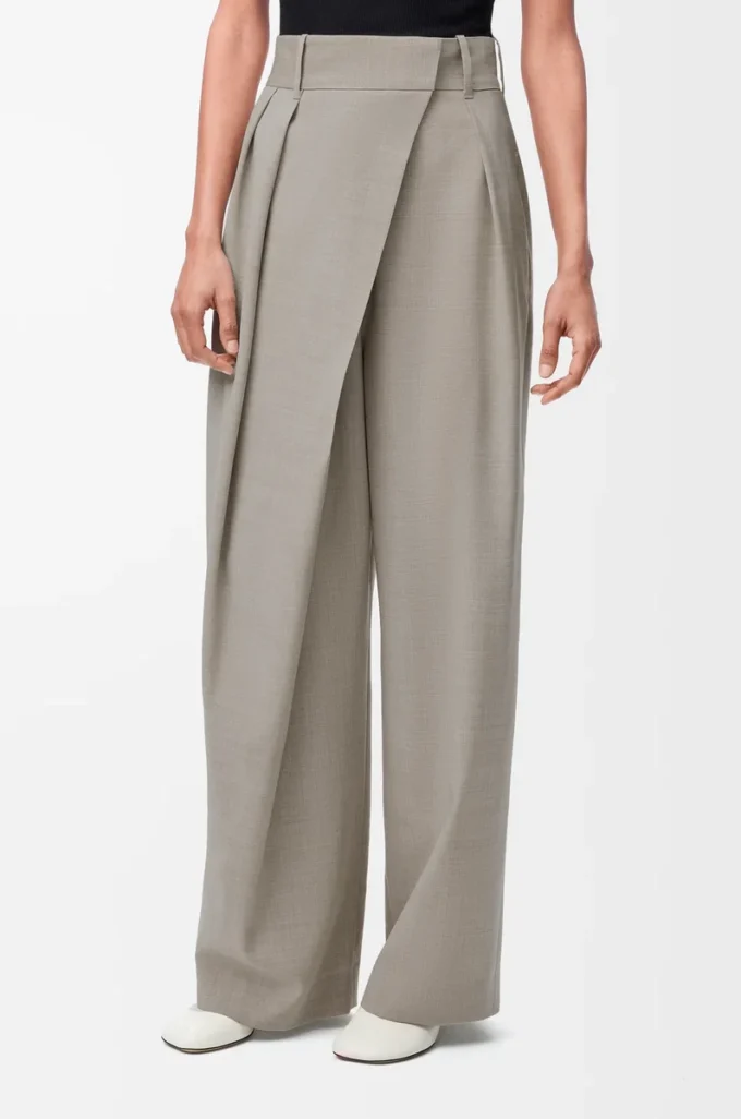 Pantalones cruzados de lana, color beige claro jaspeado Pantalones cruzados de lana, color beige claro jaspeado