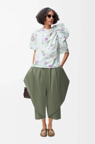 Pantalones de algodón verde caqui