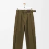 Pantalones de algodón y seda verde caqui