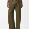 Pantalones de algodón y seda verde caqui