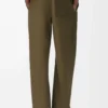 Pantalones de algodón y seda verde caqui