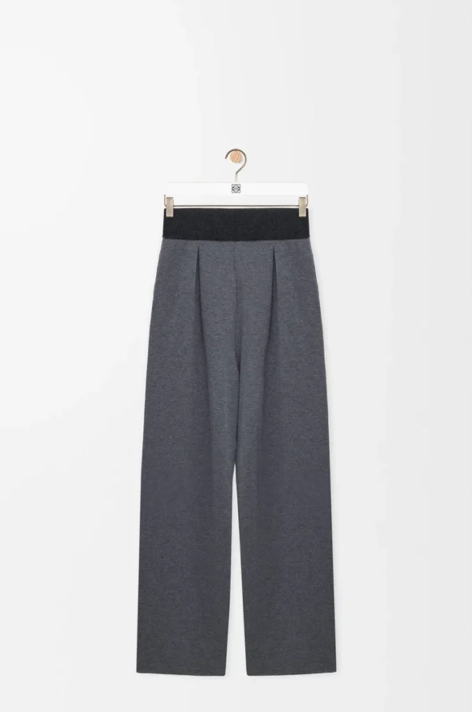 Pantalones de lana gris jaspeado