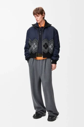 Pantalones de lana gris jaspeado