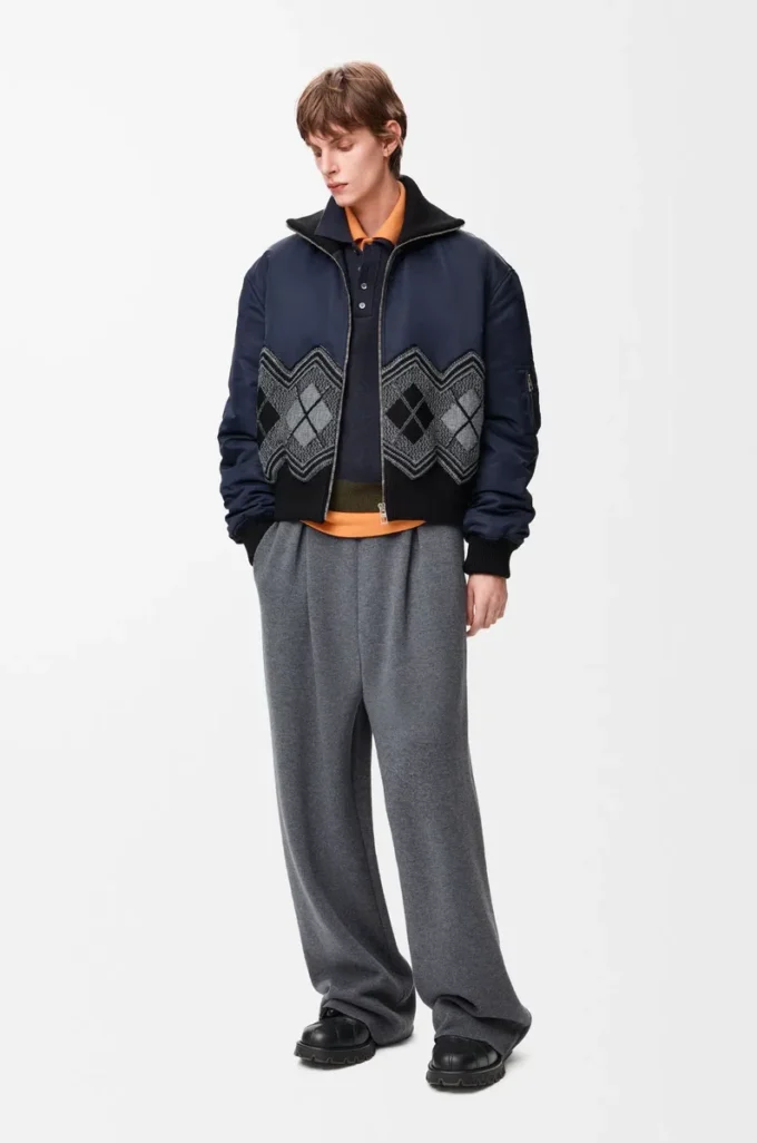 Pantalones de lana gris jaspeado