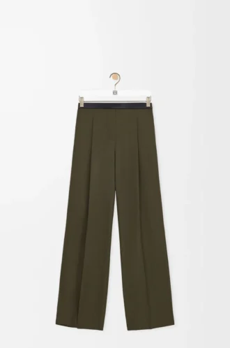 Pantalones de lana verde caqui