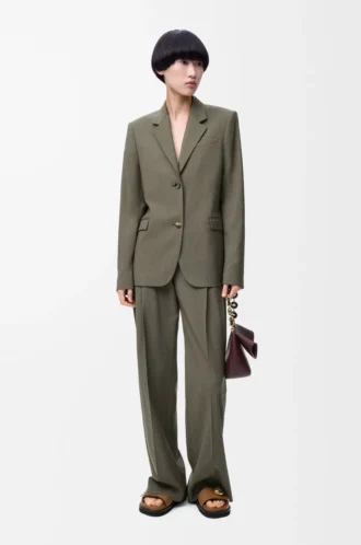 Pantalones de lana verde caqui