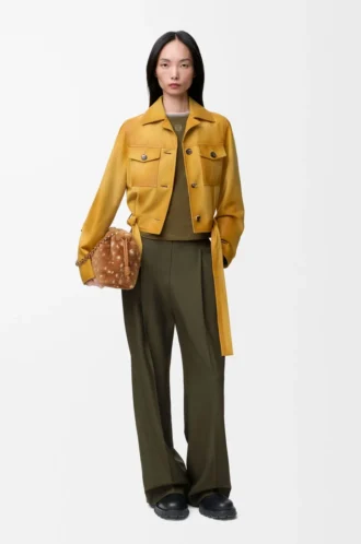 Pantalones de lana verde caqui