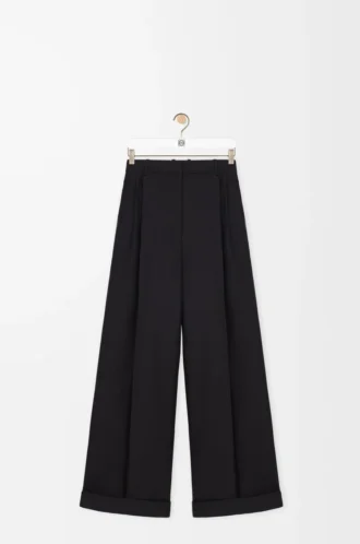 Pantalones de lana y seda Negro