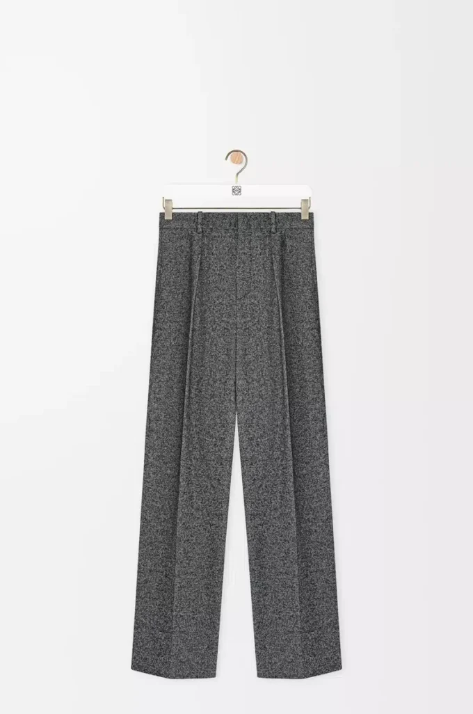 Pantalones de mezcla de lana gris jaspeado Pantalones de mezcla de lana gris jaspeado