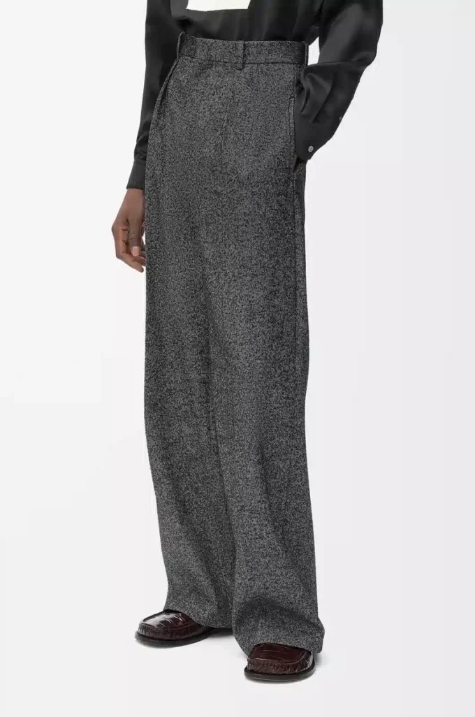 Pantalones de mezcla de lana gris jaspeado Pantalones de mezcla de lana gris jaspeado