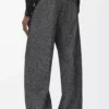Pantalones de mezcla de lana gris jaspeado Pantalones de mezcla de lana gris jaspeado