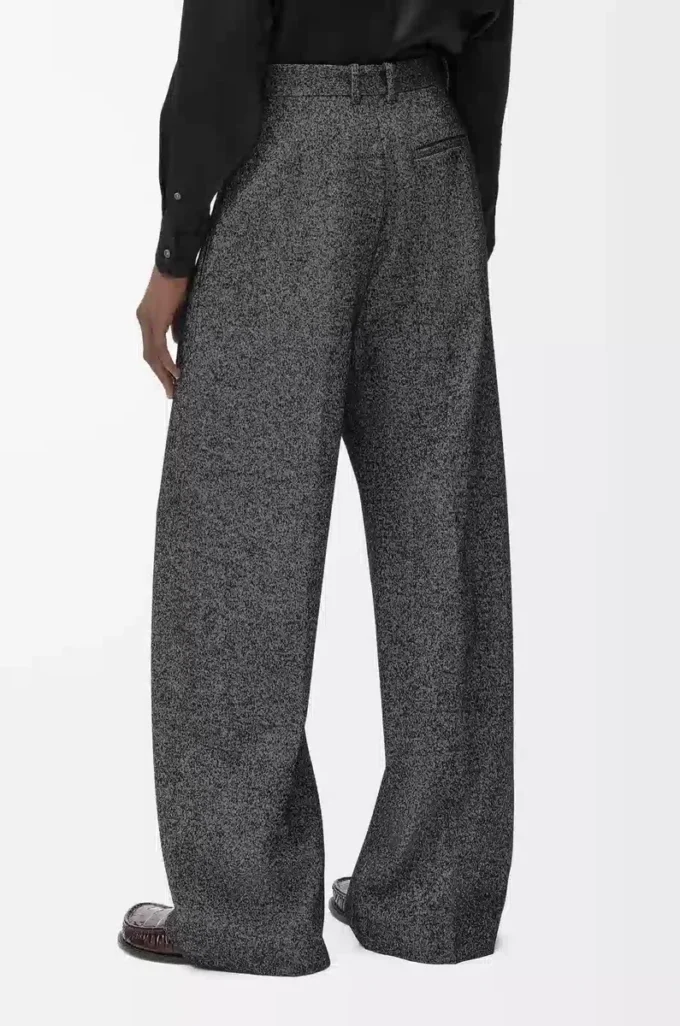 Pantalones de mezcla de lana gris jaspeado Pantalones de mezcla de lana gris jaspeado