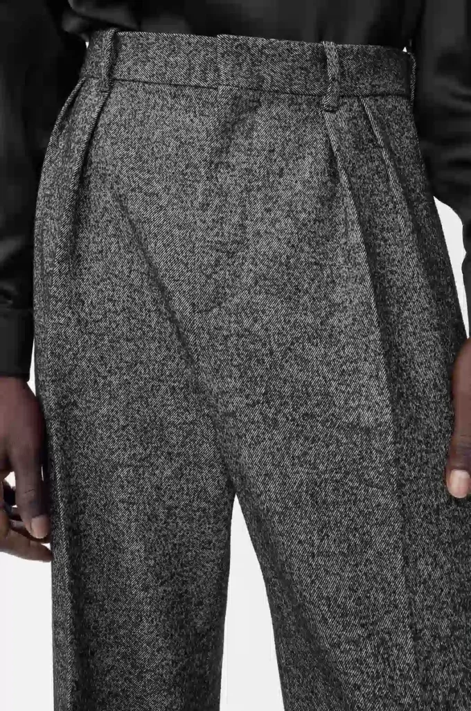 Pantalones de mezcla de lana gris jaspeado Pantalones de mezcla de lana gris jaspeado
