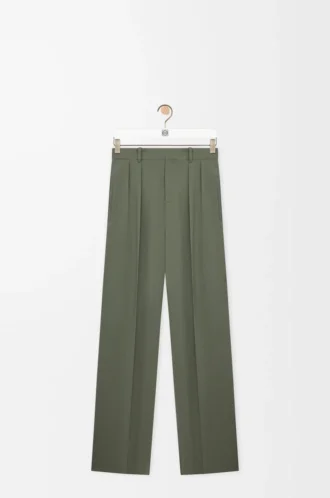 Pantalones de mezcla de viscosa en verde caqui