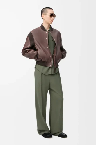 Pantalones de mezcla de viscosa en verde caqui