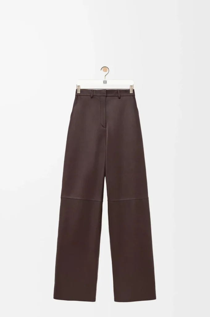 Pantalones de piel de cordero napa marrón chocolate Pantalones de piel de cordero napa marrón chocolate