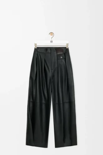 Pantalones de piel de cordero napa negra
