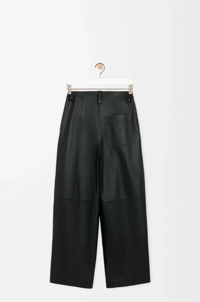 Pantalones de piel de cordero napa negra Pantalones de piel de cordero napa negra