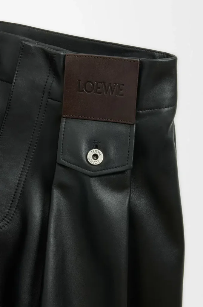 Pantalones de piel de cordero napa negra Pantalones de piel de cordero napa negra