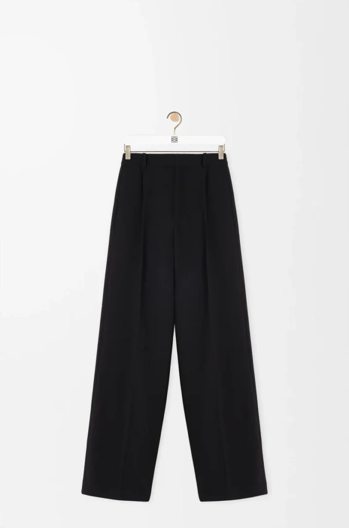 Pantalones de pierna ancha de lana Negro Pantalones de pierna ancha de lana Negro