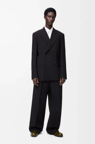 Pantalones de pierna ancha de lana Negro