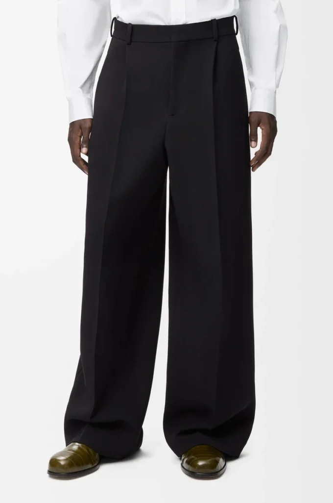 Pantalones de pierna ancha de lana Negro Pantalones de pierna ancha de lana Negro