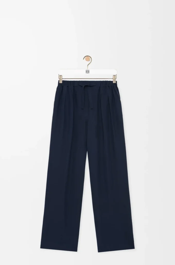 Pantalones de pijama de seda azul marino Pantalones de pijama de seda azul marino