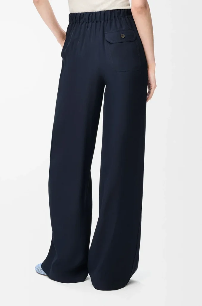 Pantalones de pijama de seda azul marino Pantalones de pijama de seda azul marino