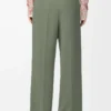 Pantalones de viscosa elástica verde caqui claro Pantalones de viscosa elástica verde caqui claro