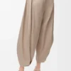 Pantalones drapeados de algodón y seda Beige Pantalones drapeados de algodón y seda Beige