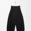 Pantalones drapeados de algodón y seda Negro