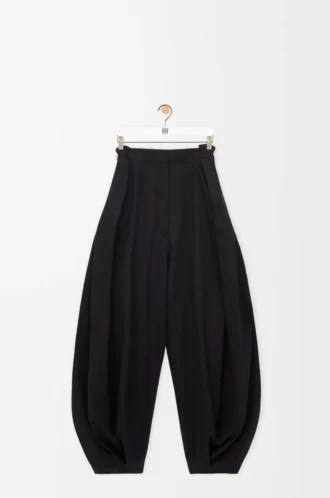 Pantalones drapeados de algodón y seda Negro
