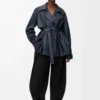 Pantalones drapeados de algodón y seda Negro