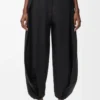 Pantalones drapeados de algodón y seda Negro