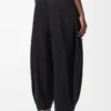 Pantalones drapeados de algodón y seda Negro