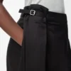 Pantalones drapeados de algodón y seda Negro