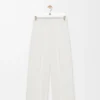 Pantalones en mezcla de viscosa elástica. Blanco Pantalones en mezcla de viscosa elástica. Blanco