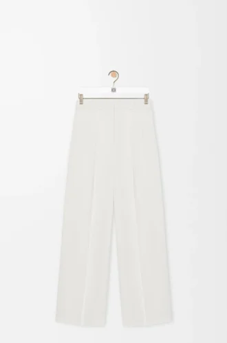 Pantalones en mezcla de viscosa elástica. Blanco