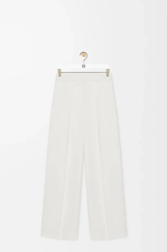 Pantalones en mezcla de viscosa elástica. Blanco Pantalones en mezcla de viscosa elástica. Blanco