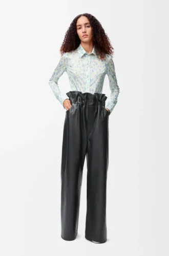 Pantalones flamenco de piel de cordero napa Negro