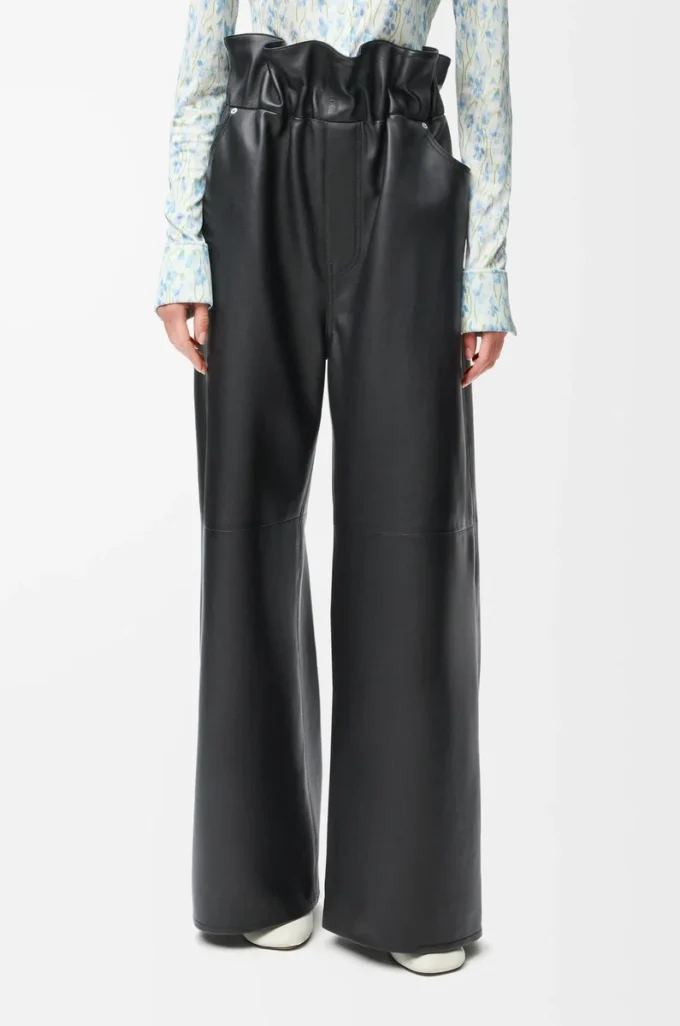 Pantalones flamenco de piel de cordero napa Negro Pantalones flamenco de piel de cordero napa Negro