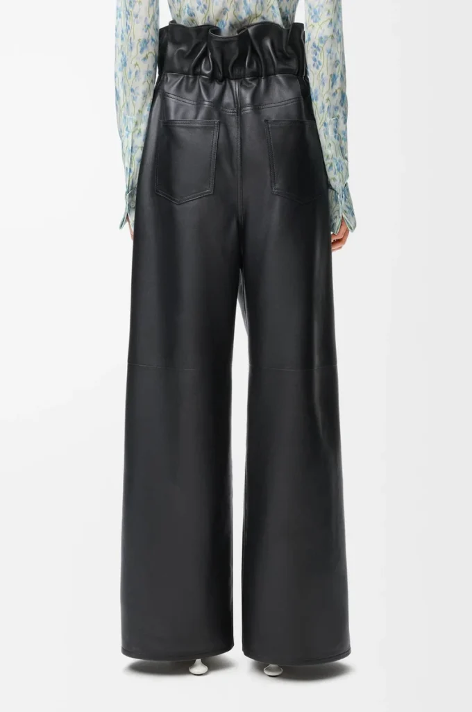 Pantalones flamenco de piel de cordero napa Negro Pantalones flamenco de piel de cordero napa Negro